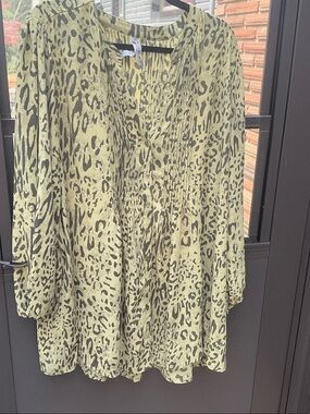 Melissa McCarthy Seven7 Olive and dark Green Animal Print Top